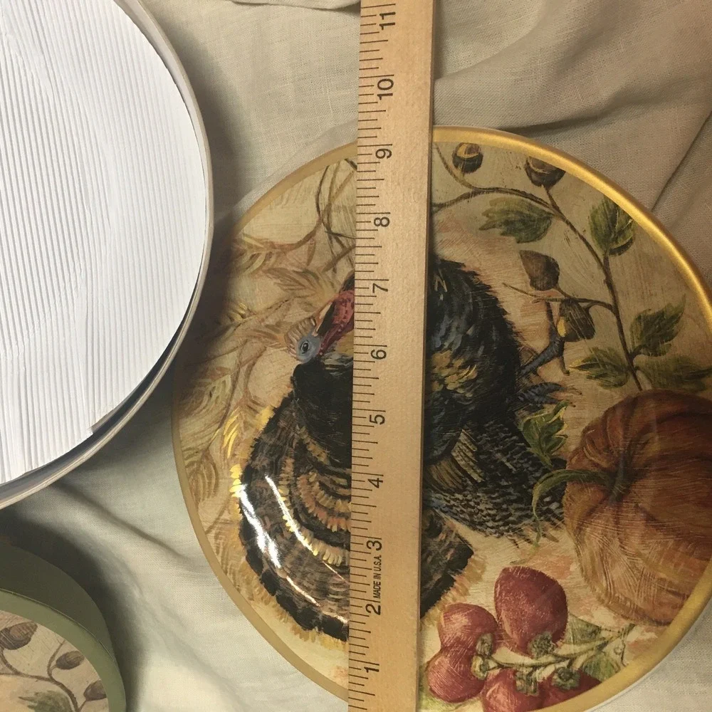 Pottery Barn Fresco Birds Turkey Thanksgivings Salad Dessert Plates Set OF 4